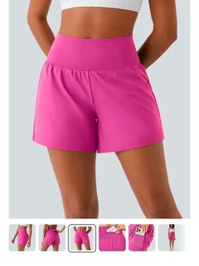 Brand new hot pink halara 2 in 1 shorts